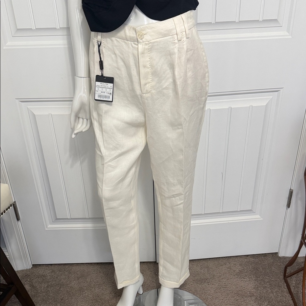 Massimo Dutti Cream Chinos linen pants size10